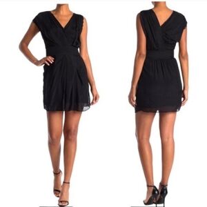 Reiss Leonora silk textured midi dress size 8 color black